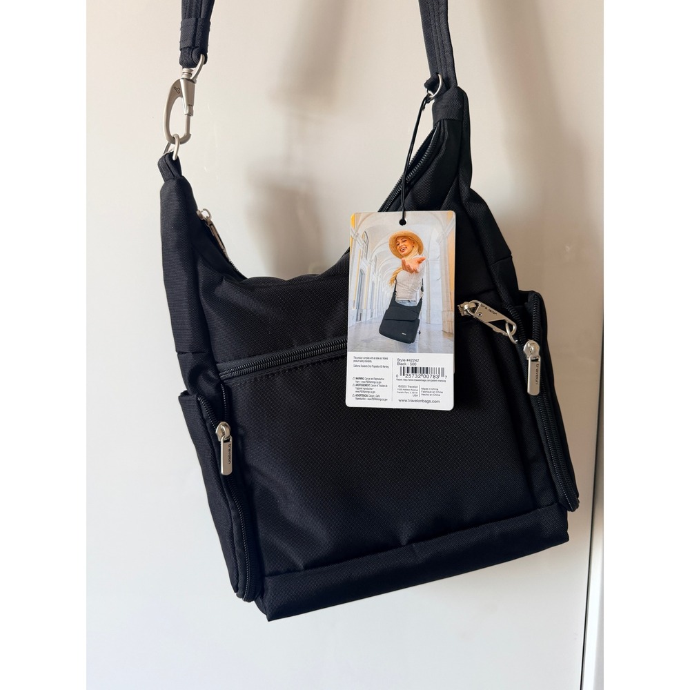 Travelon Anti-Theft Classic Messenger Bag Black NWT Crossbody RFID 42242